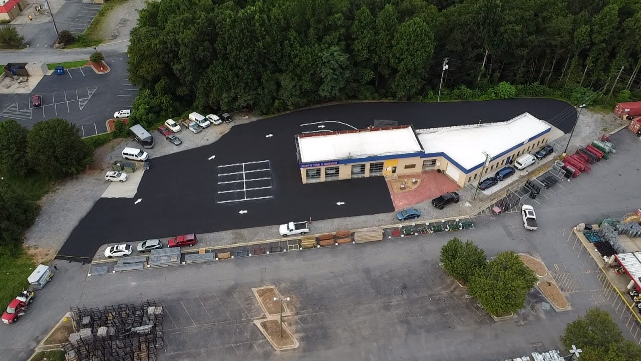 sealcoating and line striping for business parking lot