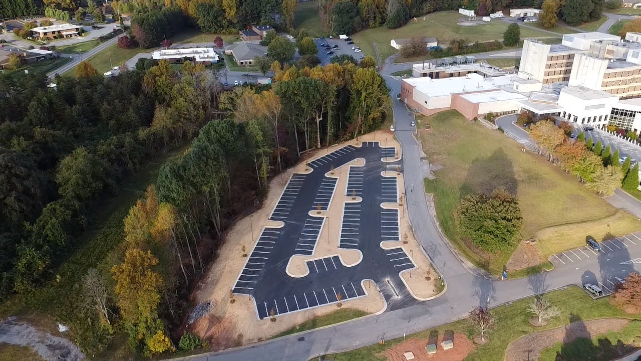 new construction paved parking lot