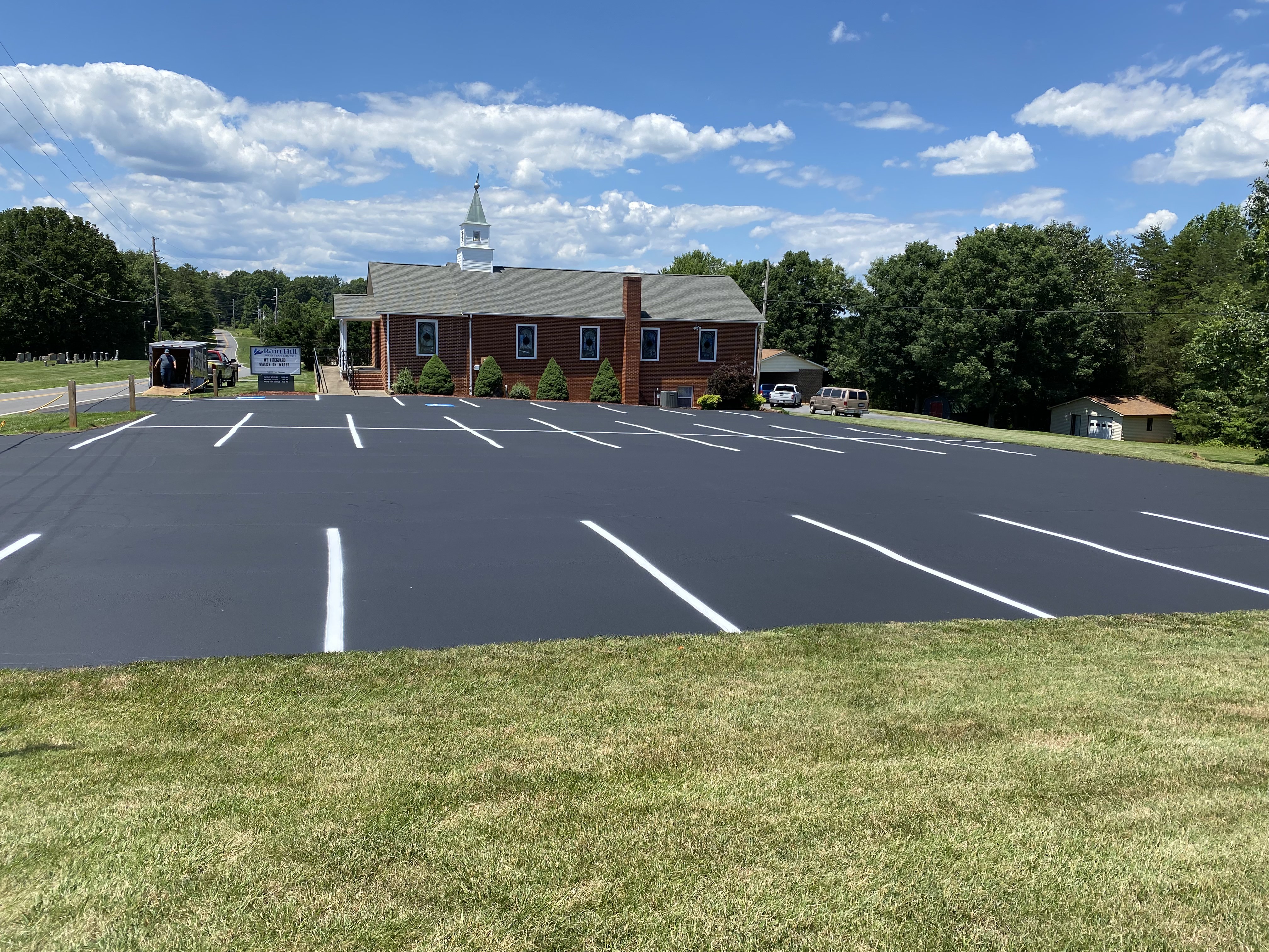 sealcoating and line striping for church parking lot